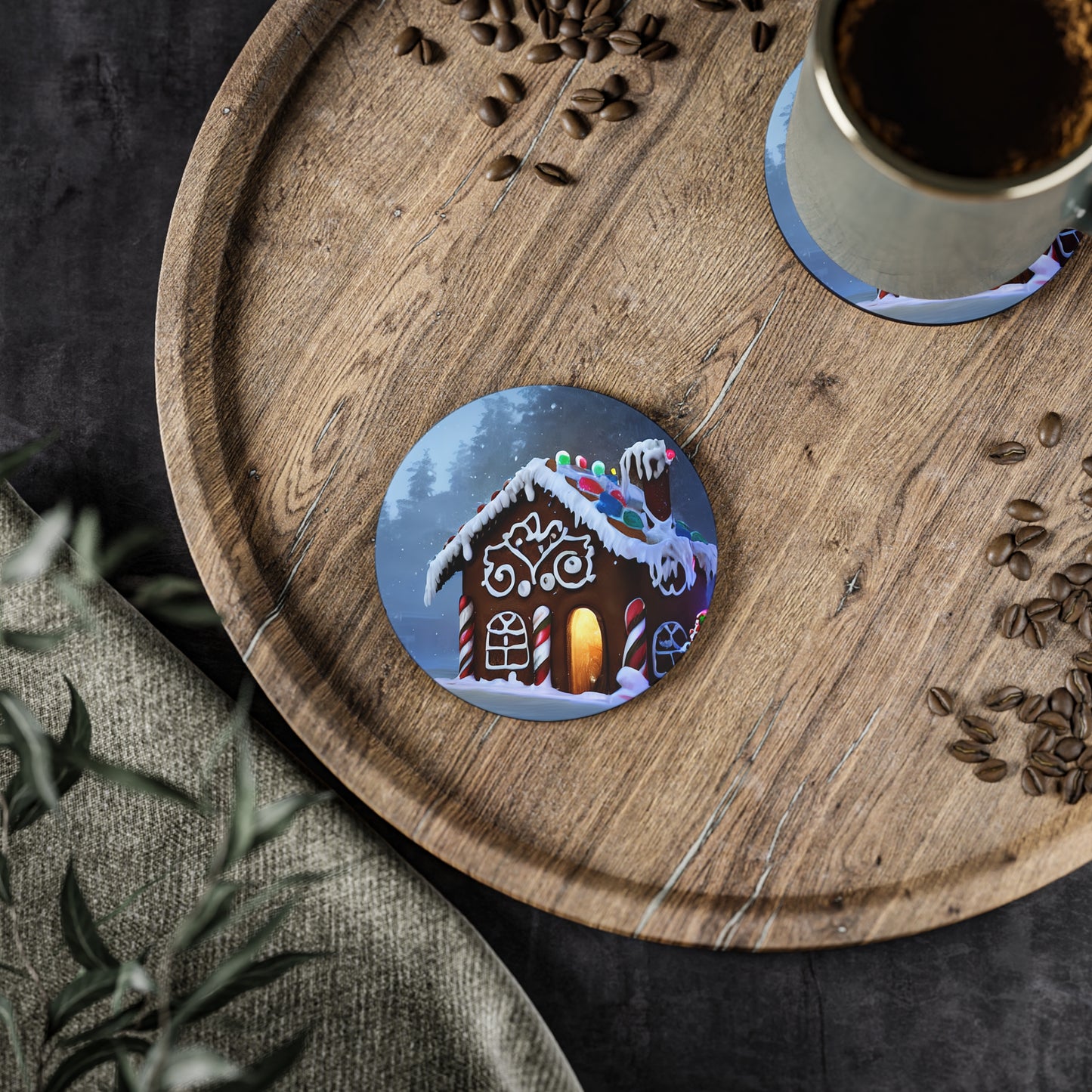 Gingerbread House Coasters | Holiday Drink Coasters, Festive Home Decor, Christmas Gift, Winter Party Favor, Cozy Kitchen Accessory