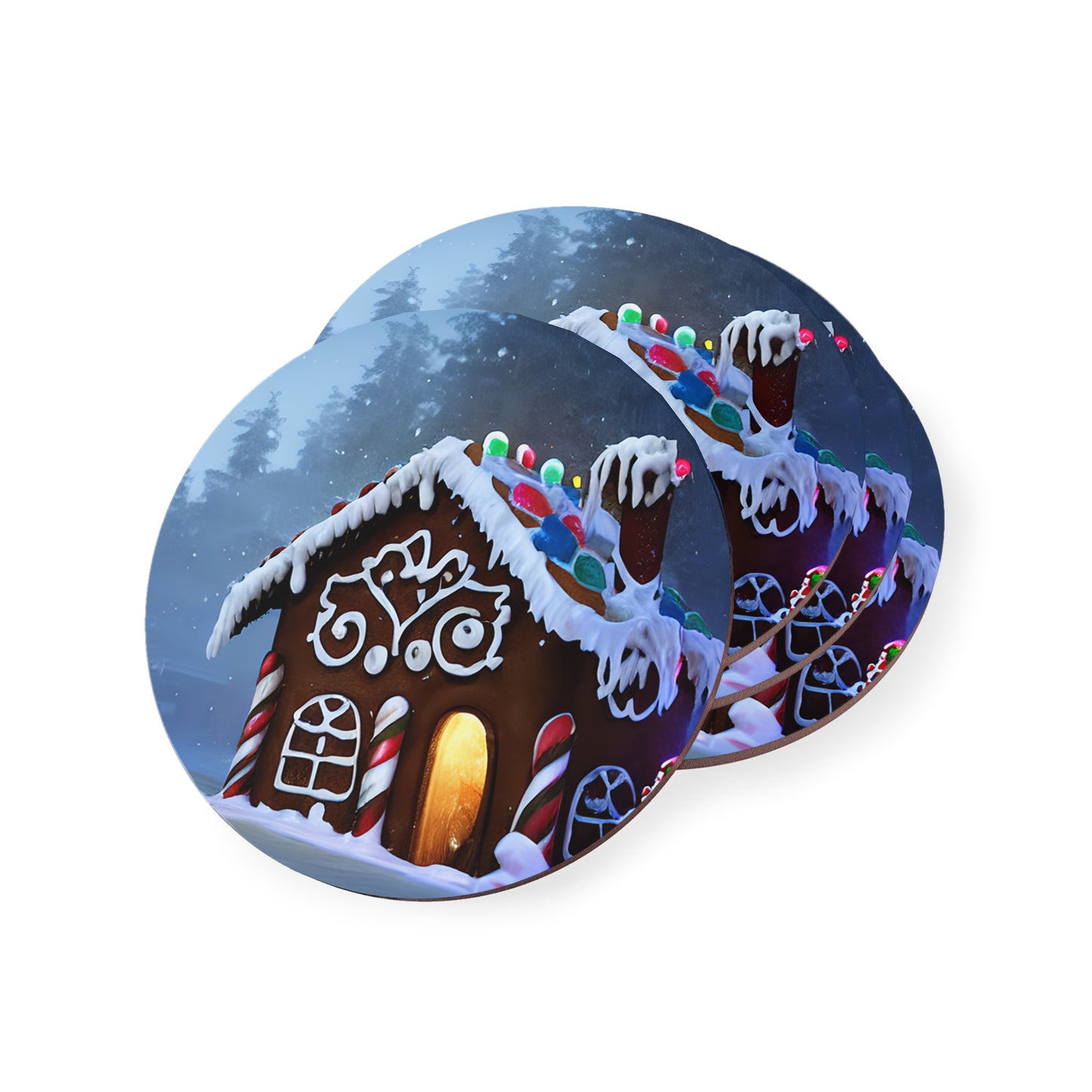 Gingerbread House Coasters | Holiday Drink Coasters, Festive Home Decor, Christmas Gift, Winter Party Favor, Cozy Kitchen Accessory