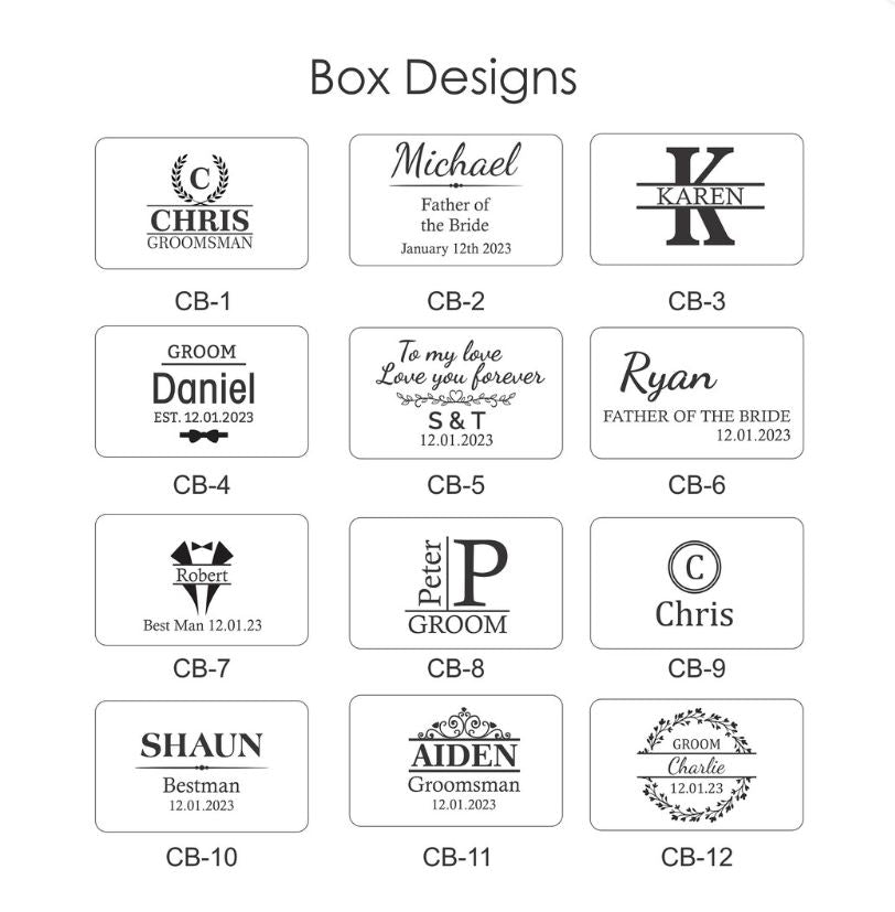 Personalised Engraved Stainless Steel Mens Square Cufflinks with Tie Pin & Box