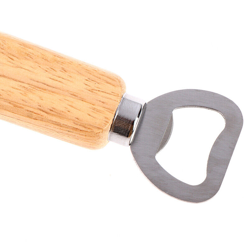 Engraved Personalised Stainless Steel with Wooden Handle Bottle Opener