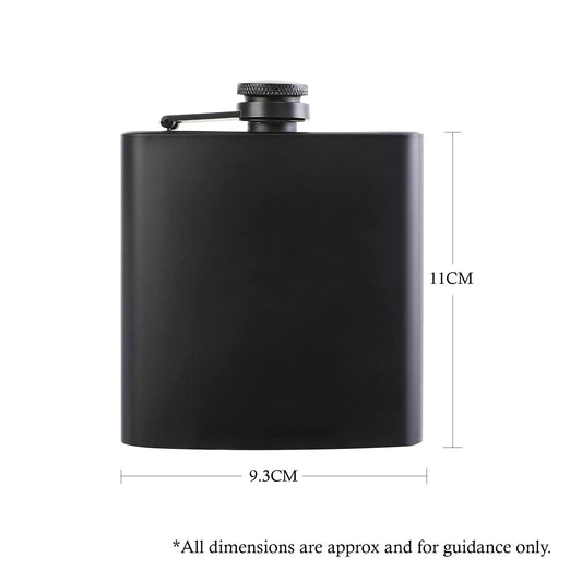 Black Steel 8oz Flask Gift | Custom Names Date Initials | Birthday Fathers Day Gift Wedding Anniversary Gift