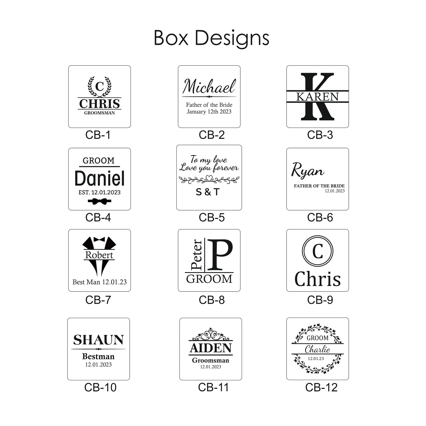 Personalised Engraved Stainless Steel Mens Square Cufflinks with Box