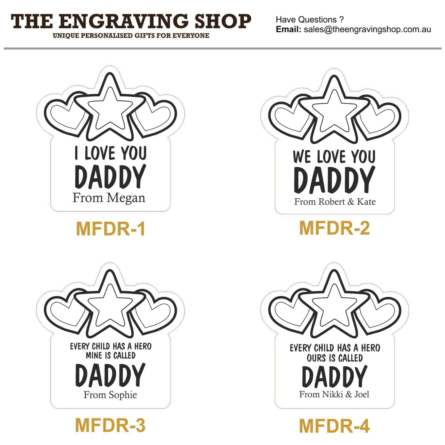 Fathers Day Star & Heart Fridge Magnet