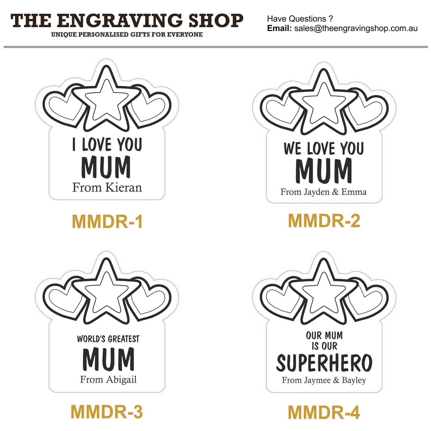 Mothers Day Star & Heart Fridge Magnet