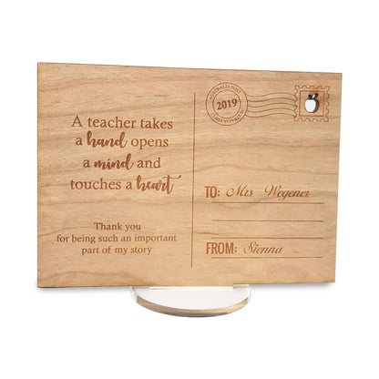 Wooden post card Gift for Teacher with stand