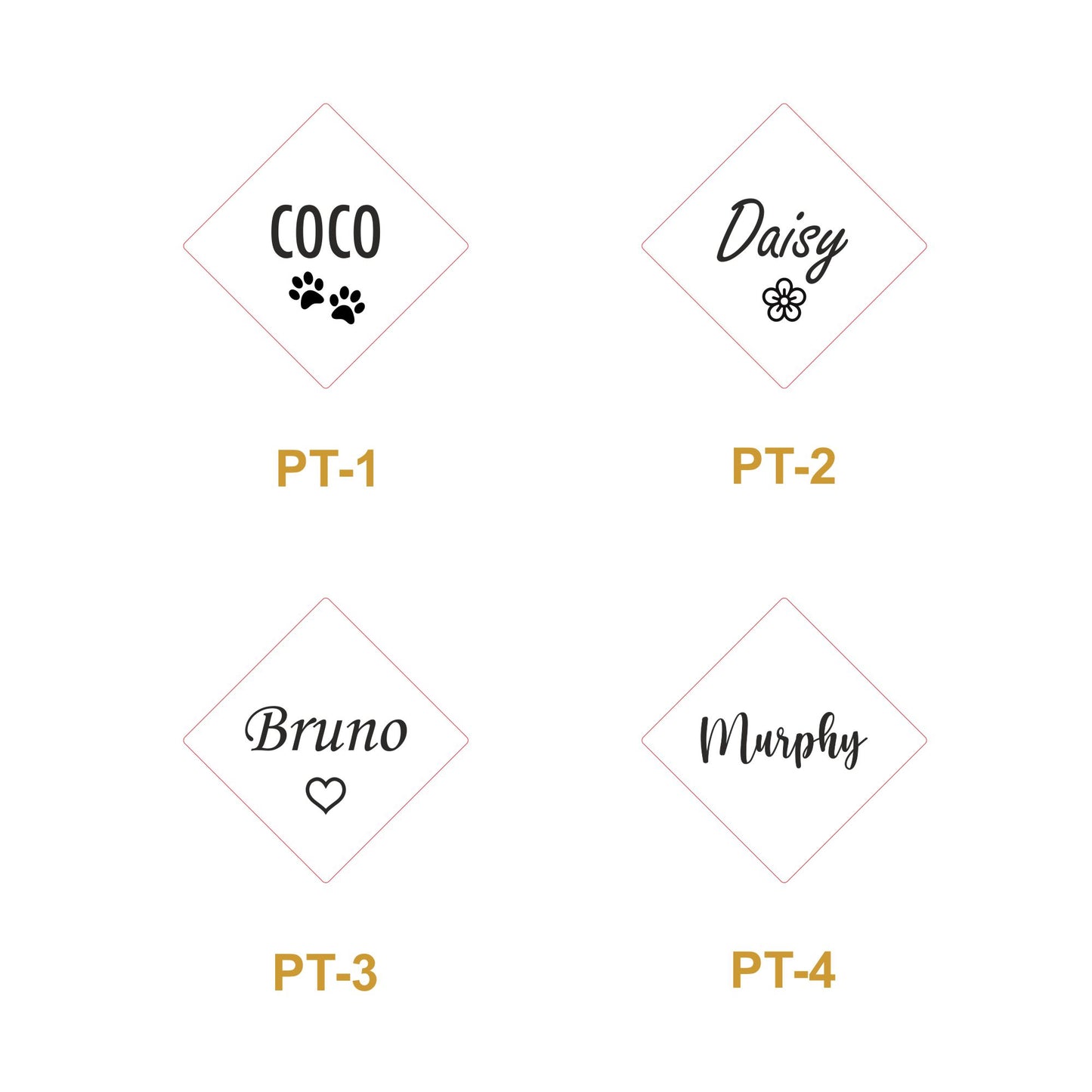 Engraved Square Metal Pet Collar Tag Custom Name