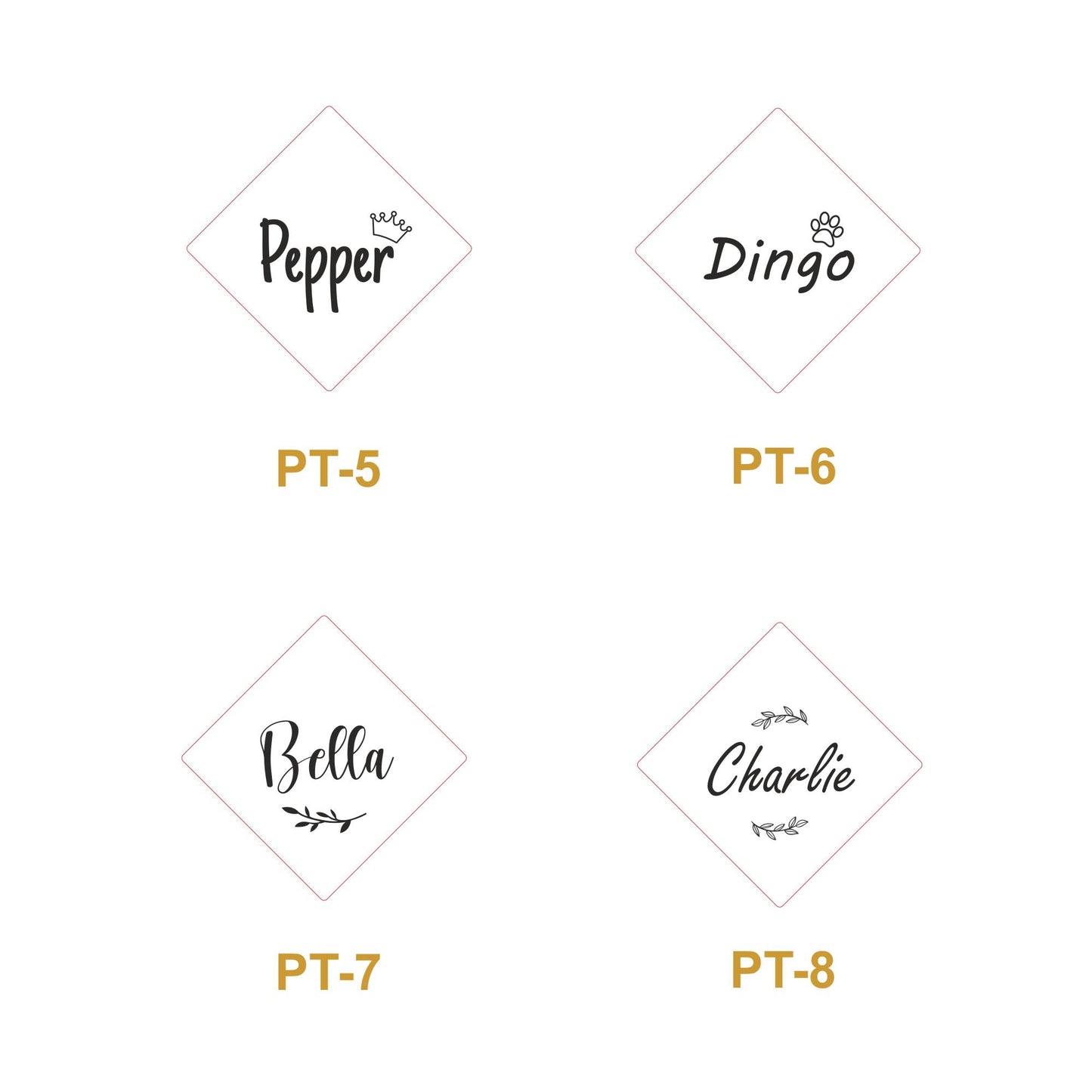 Engraved Square Metal Pet Collar Tag Custom Name