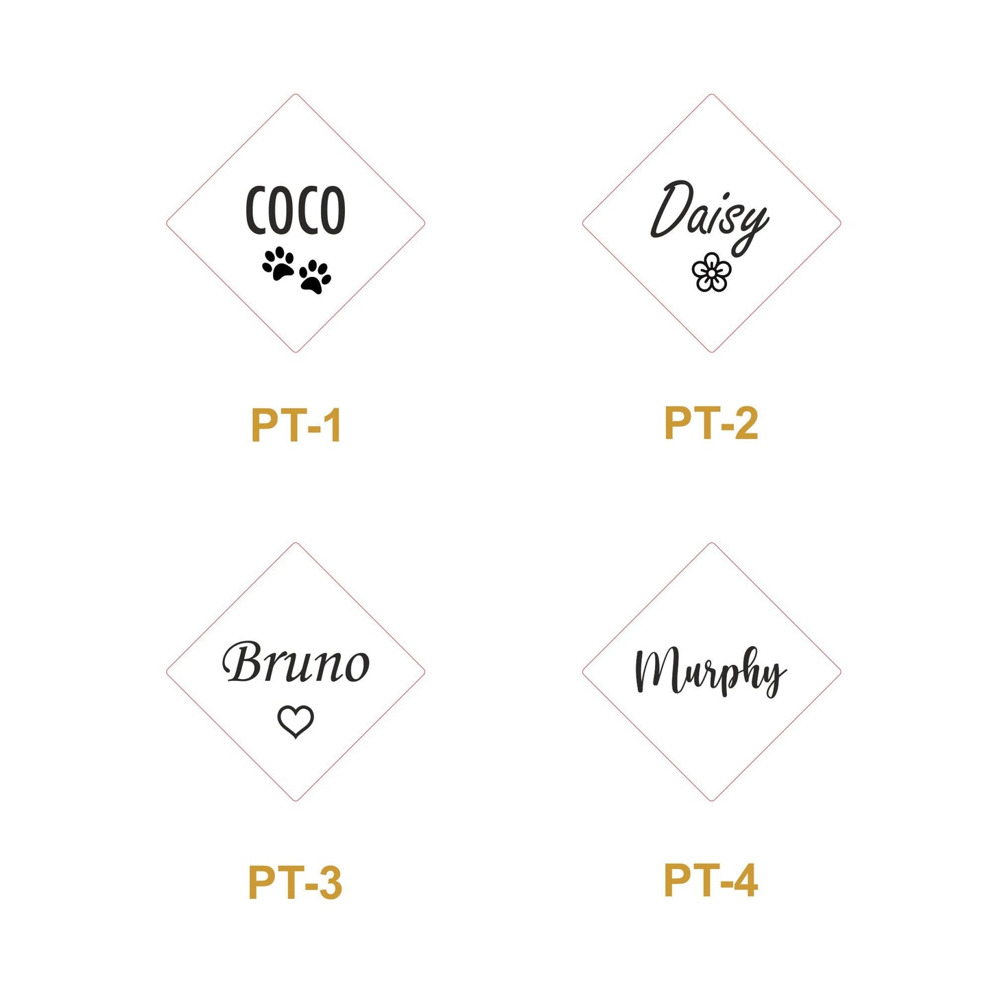 Engraved Square Metal Pet Collar Tag Custom Name