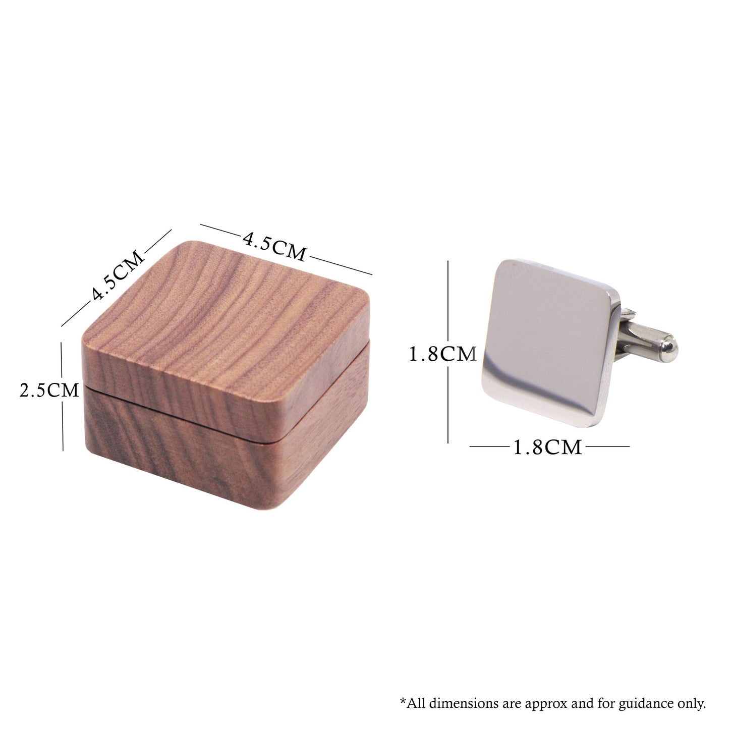 Personalised Engraved Stainless Steel Mens Square Cufflinks with Box