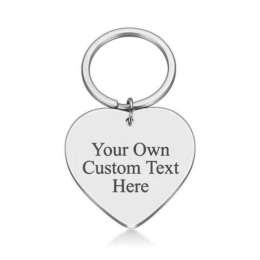 Custom Text Names Date Initials Metal Heart Key ring Gift Couple