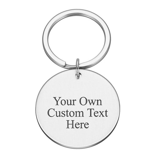 Custom Text Names Date Initials Metal Tag Key ring Gift Loved Ones