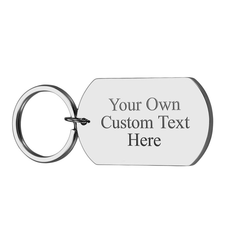 Custom Text Names Date Initials Metal Tag Keyring Gift