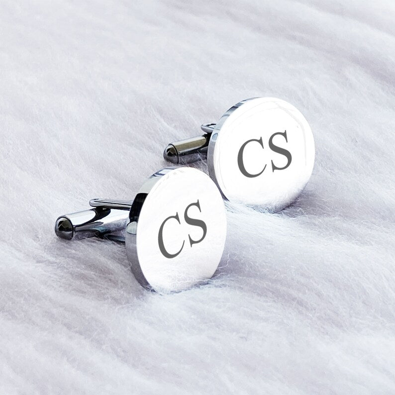 Engraved Stainless Steel Cufflinks for Groom Groomsman Best Man Father of the Bride