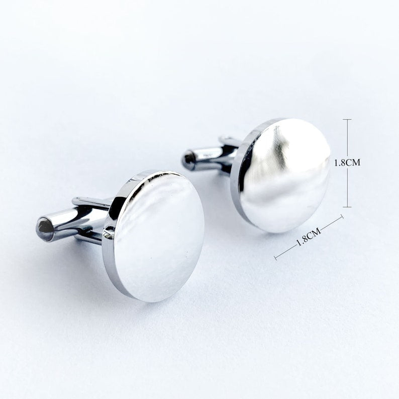 Custom Name Round Stainless Steel Engraved Mens Cufflinks Gift