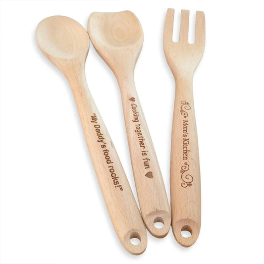 3 Pcs Wooden Kitchen Spoon set