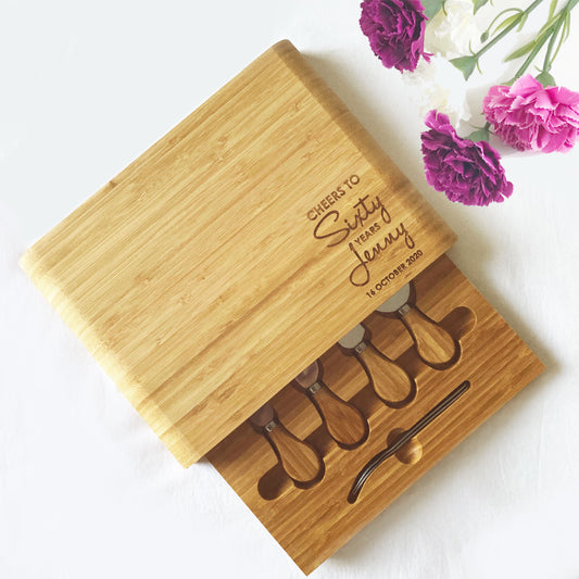 Wooden Cheeseboard Gift Set Birthday Anniversary