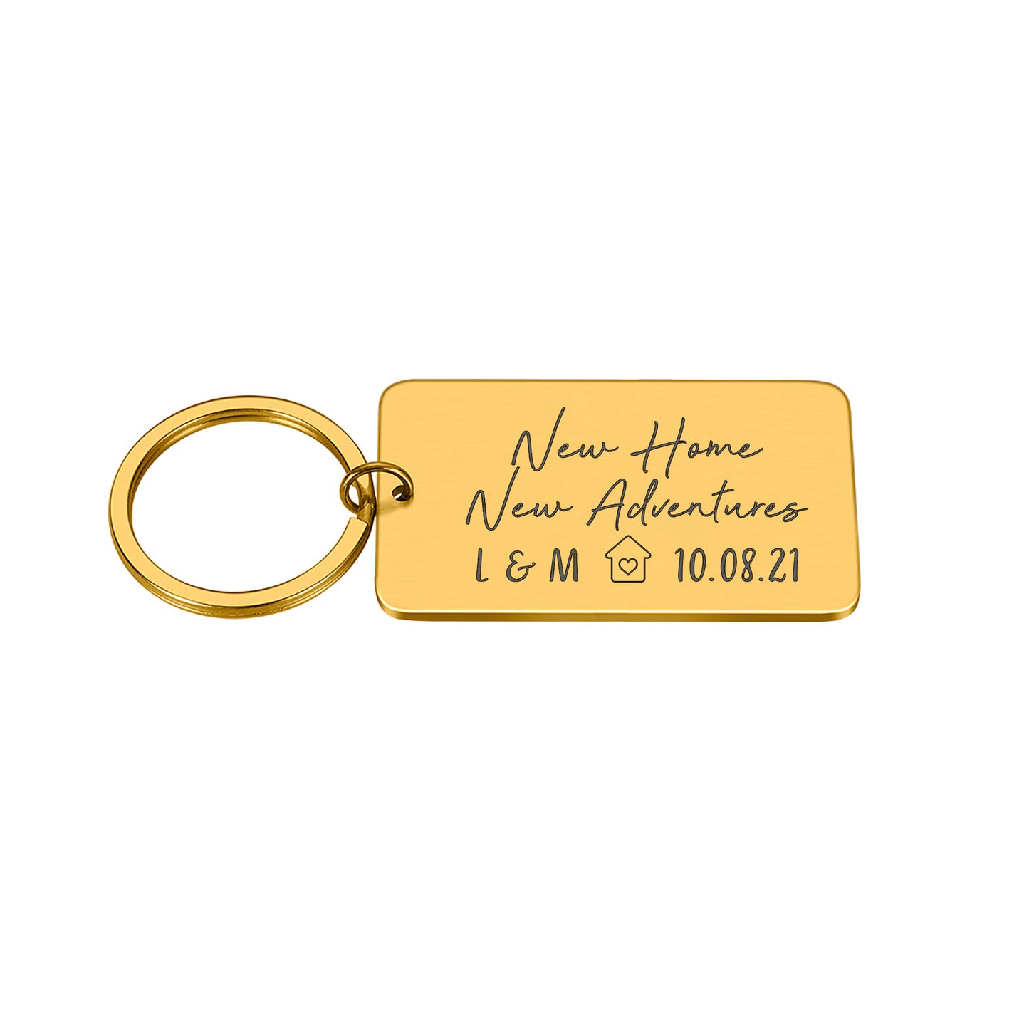 New Home New Adventures Key ring Custom Initials and Date