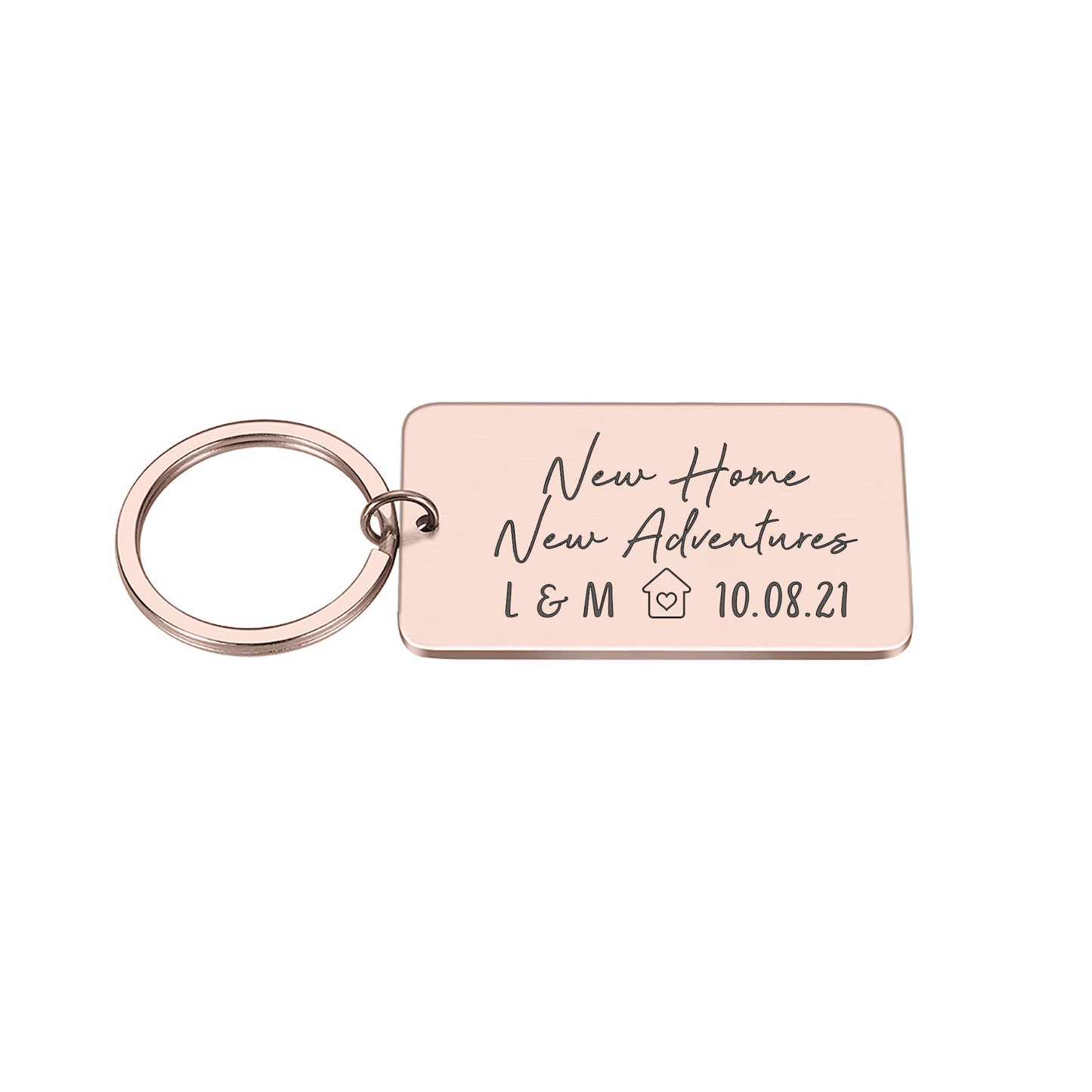 New Home New Adventures Key ring Custom Initials and Date