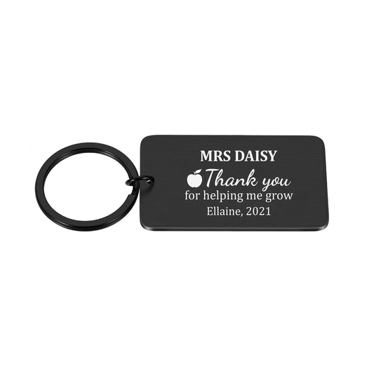 Thank You for helping me grow Teacher Key ring Gift Custom Initials and Date