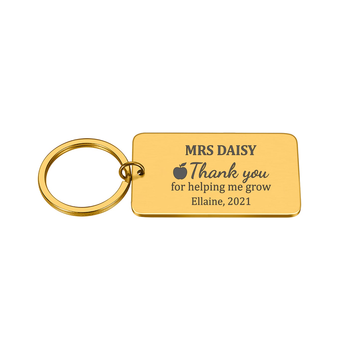 Thank You for helping me grow Teacher Key ring Gift Custom Initials and Date