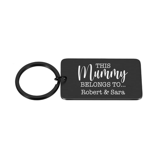 Engraved This Mummy Belongs to Metal Key ring Gift | Custom Names Text Mothers Day Mum Grandma