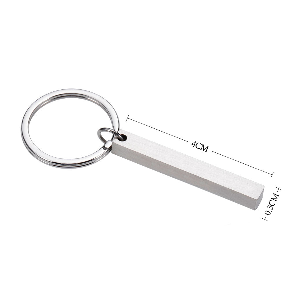 Engraved Vertical 3D Bar Keyring Gift Boyfriend Dad Mum Couple Fathers Day Anniversary