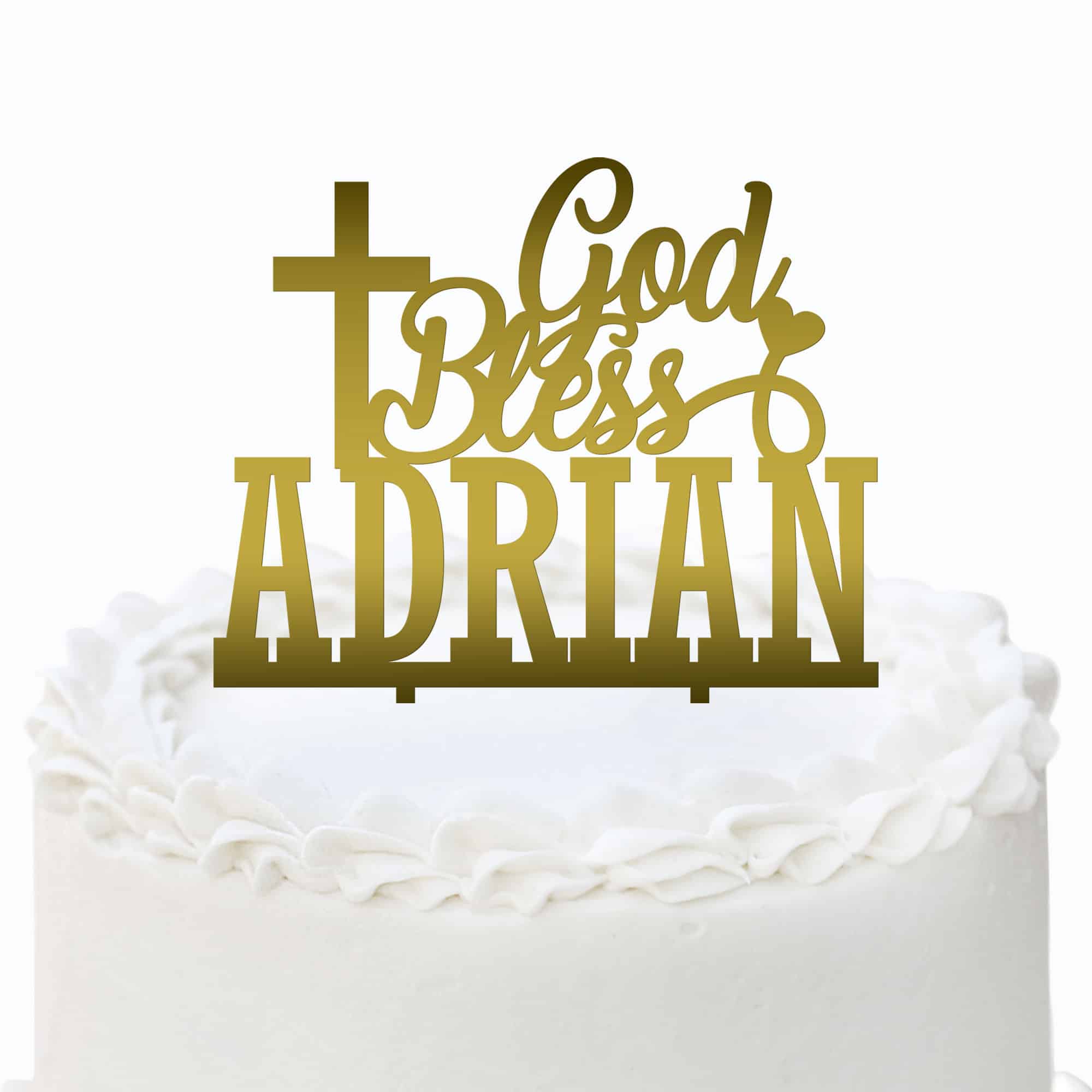 Christening Cake Topper with Name And Cross The Engraving Shop