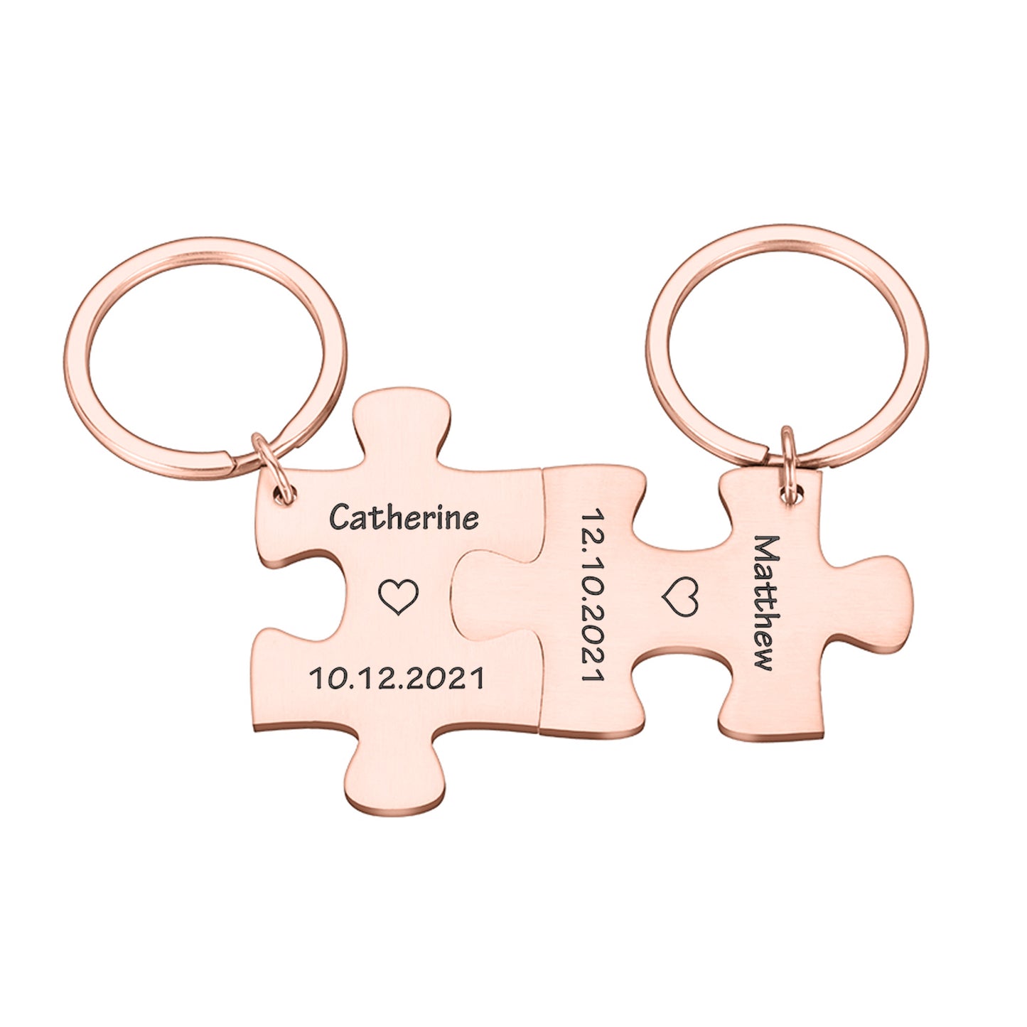 2 x Interlocking Metal Jigsaw Puzzle Key rings Gift Set