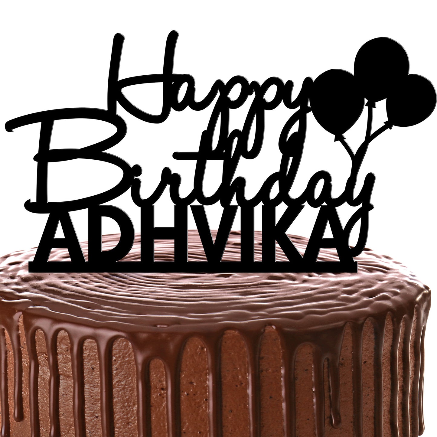 Happy Birthday Cake Topper with Balloons and Name