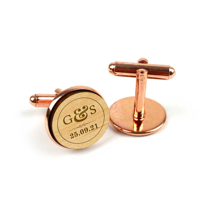 Round Initials Men's Cufflinks with Gift Box or Pouch