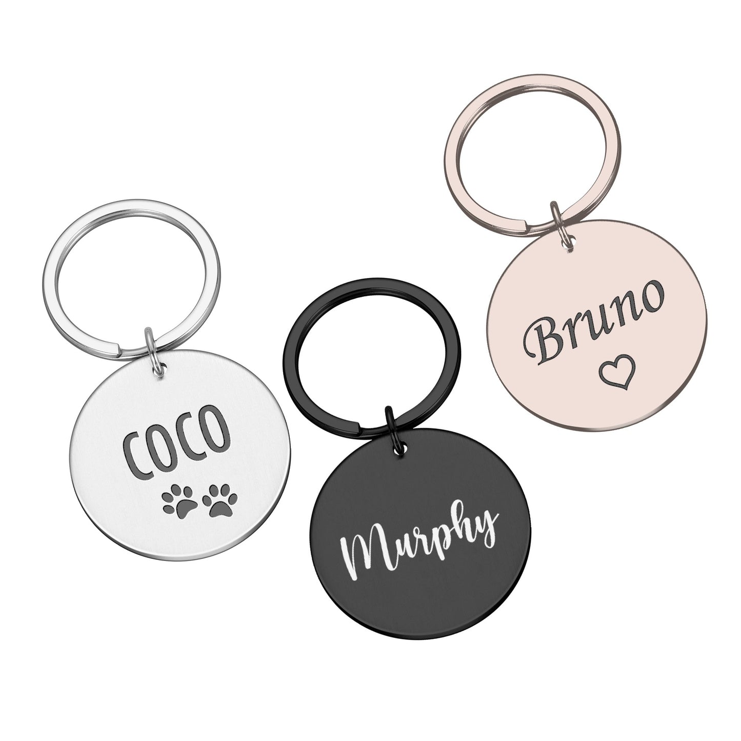 Engraved Round Metal Pet Collar Tag Custom Name