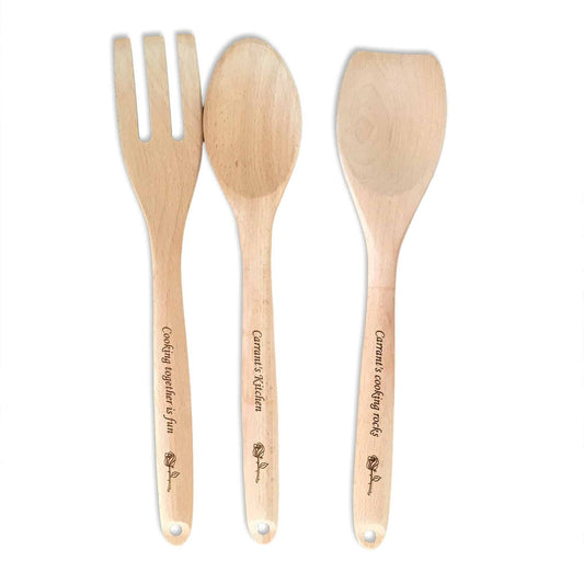 3 Pcs Wooden favour Wedding Spoon Gift Set