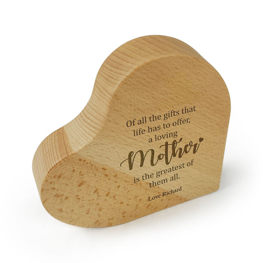 Wooden Heart Gift Mothers Day Birthday