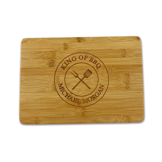 King Of BBQ Wooden Chopping Board Gift Fathers Day Birthday Valentines Day