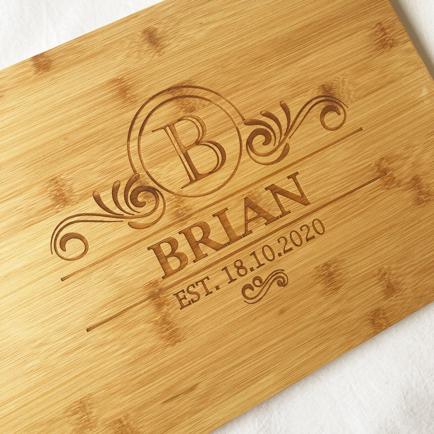 Monogram Chopping Board with Family Name & Date