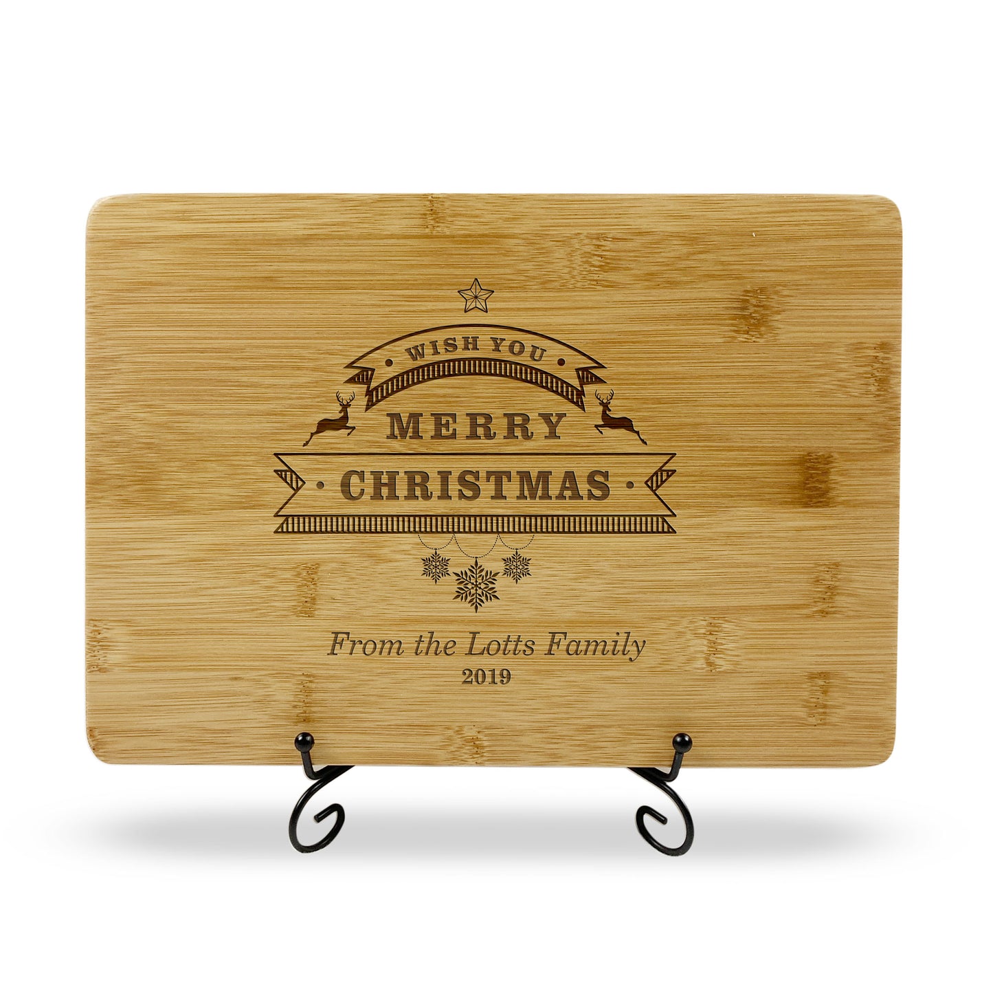 Personalised Merry Christmas Bamboo Cutting Board