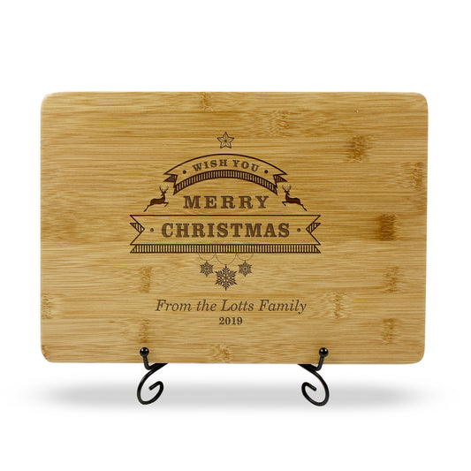 Personalised Merry Christmas Bamboo Cutting Board