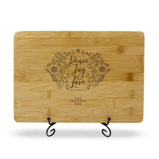 Peace Love Joy Wooden Engraved Chopping Board for Christmas New Year