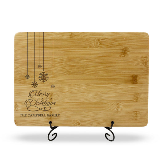 Merry Christmas Snowflakes Engraved Wooden Chopping Board Family Gift