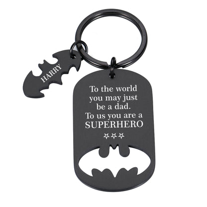 Batman Fathers Day Keyring Gift To the World You Are Just a Dad But to us You Are a Superhero