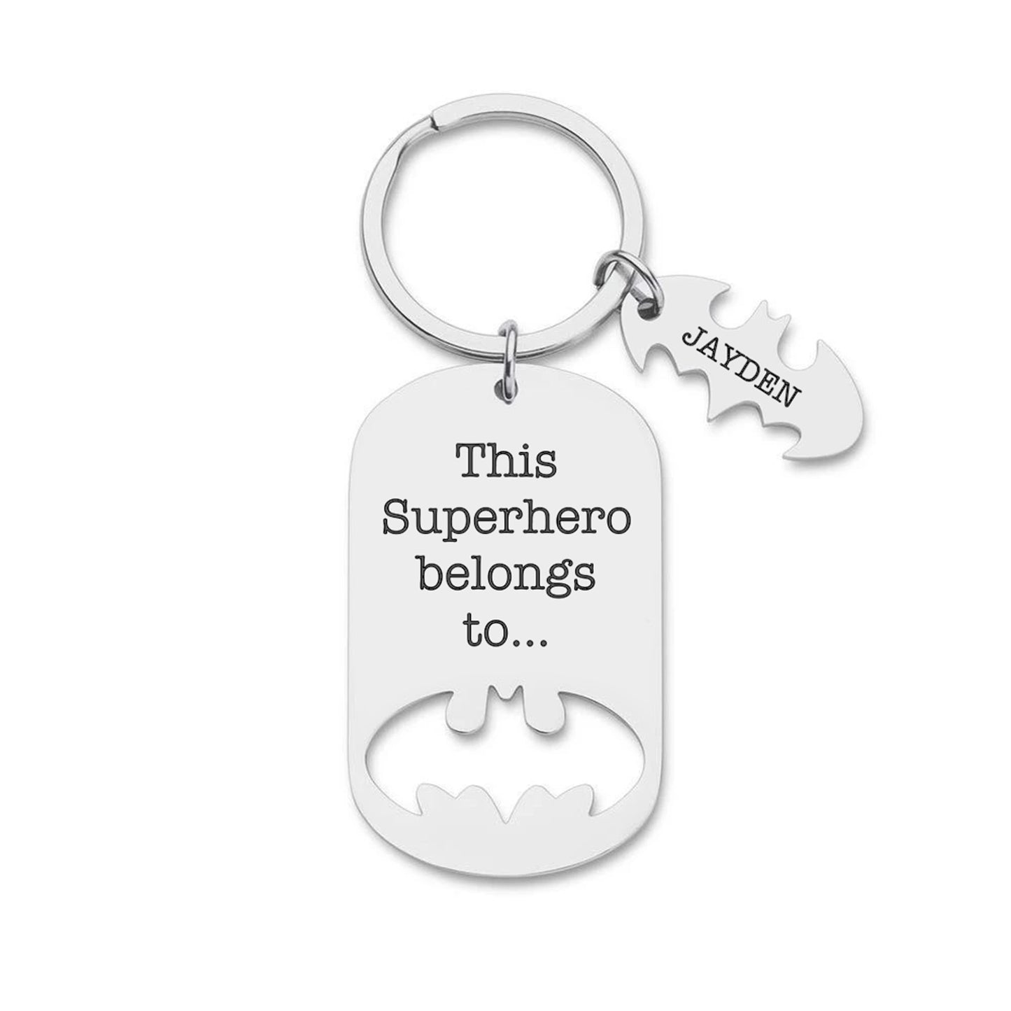 Batman Fathers Day Key ring Gift Dad This Superhero belongs to
