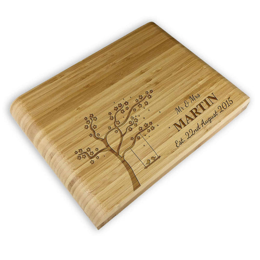 Tree Design Wooden Cheese Board Gift with Knives