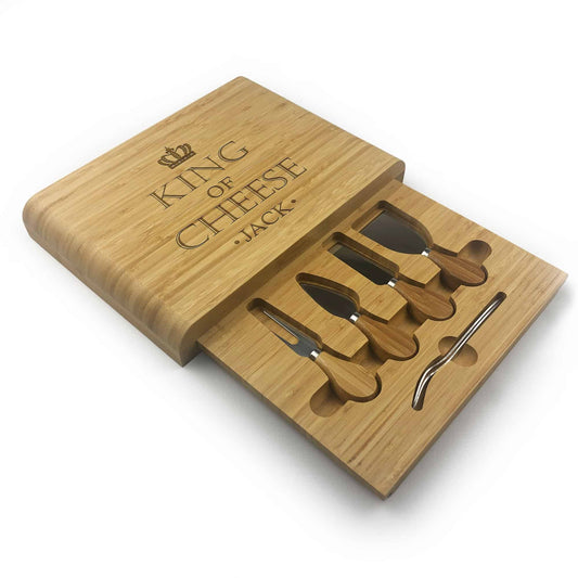 Custom name King of the Cheese Cheeseboard With Knives Gift Set