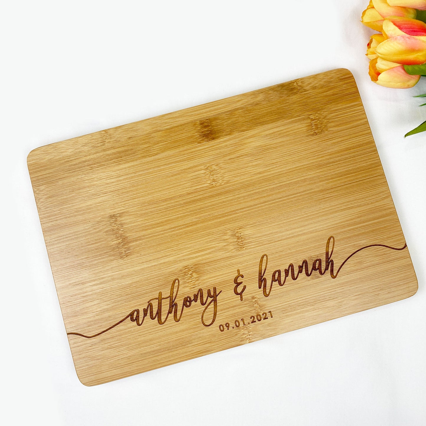 Wooden Chopping Board with Names Wedding Gift