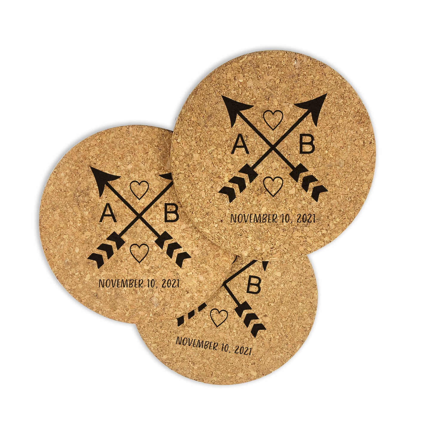 Cork Coasters Initial Monogram Wedding Favours