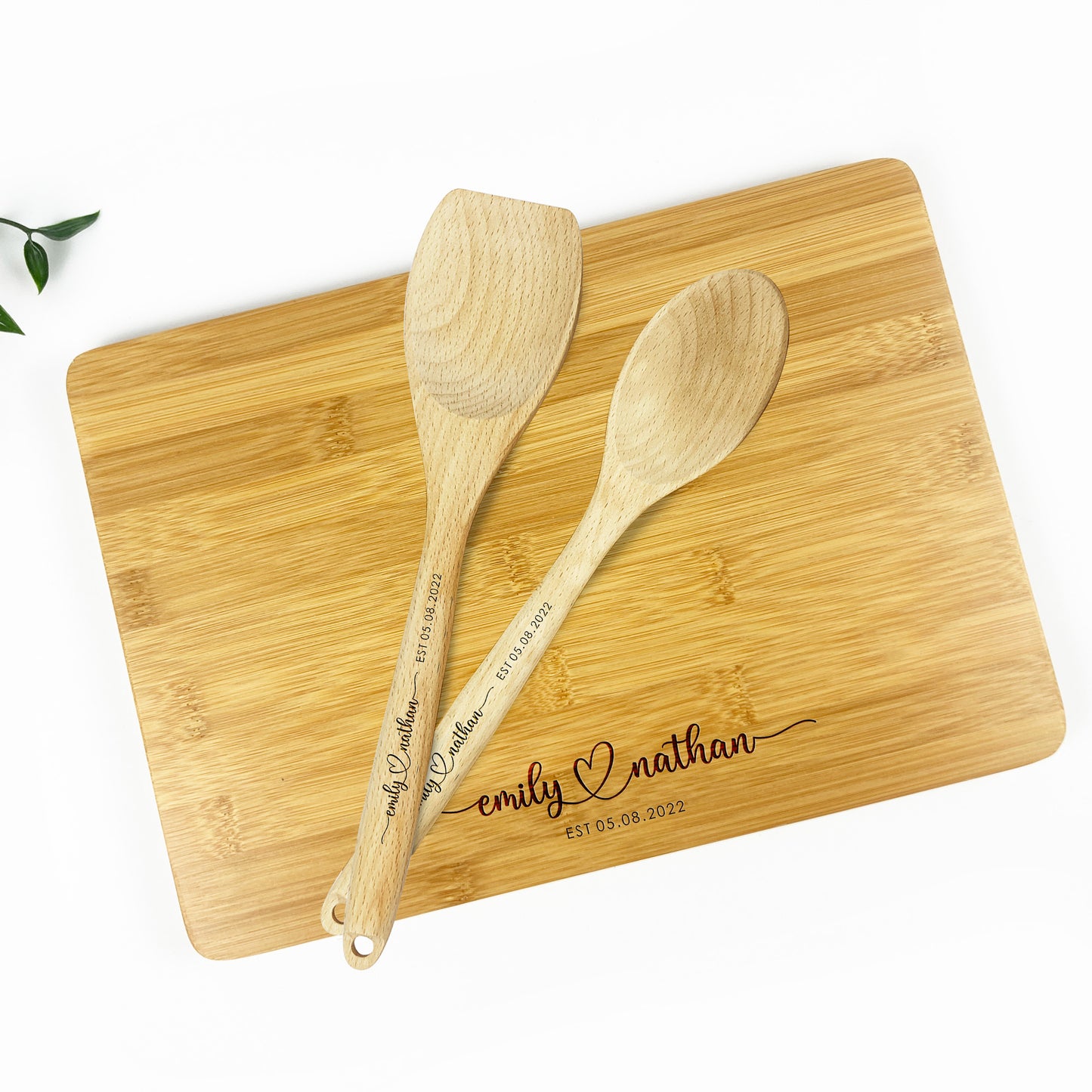 Engraved Chopping Board Gift Set | Custom Names Date | Wedding Gift Housewarming Present Bridal Shower Gift Anniversary Gift