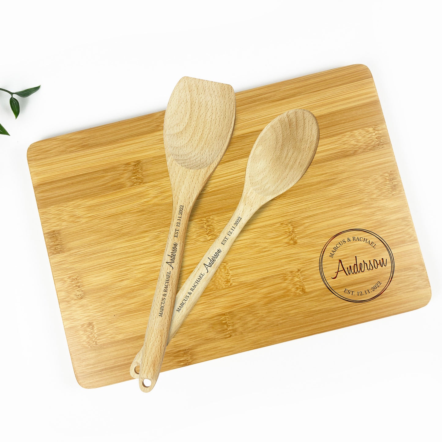Engraved Chopping Board Gift Set | Custom Names Date | Wedding Gift Housewarming Present Bridal Shower Gift Anniversary Gift