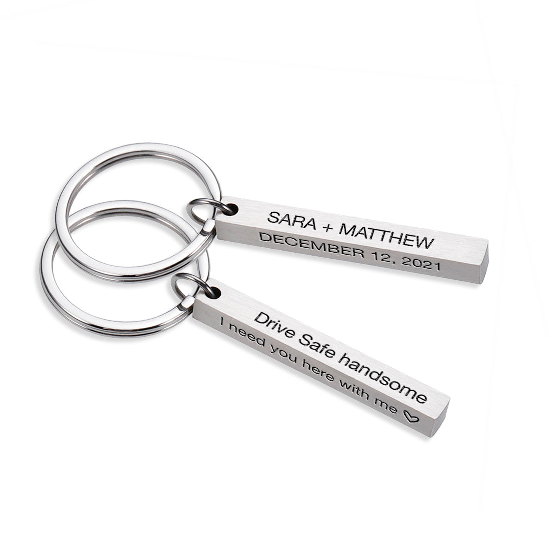 Engraved Vertical 3D Bar Keyring Gift Boyfriend Dad Mum Couple Fathers Day Anniversary