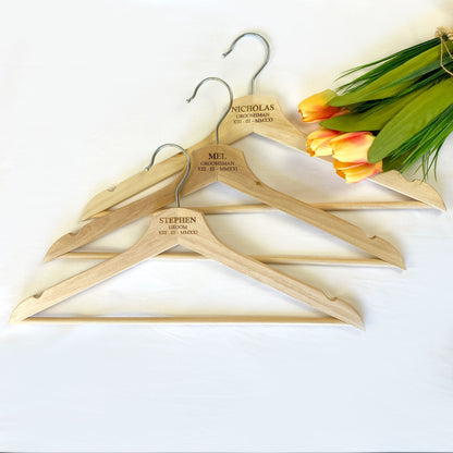 Wooden Engraved Wedding Dress Coat Custom Names Hangers Gift