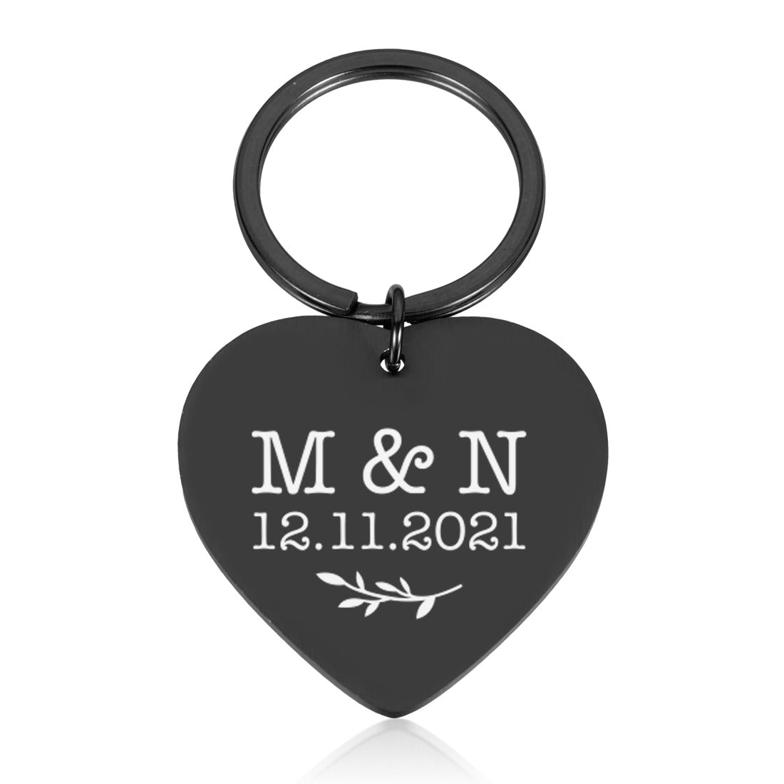 Engraved Heart Key ring Couple Monogram Gift